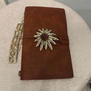 Brown Leather Journal with vintage bits